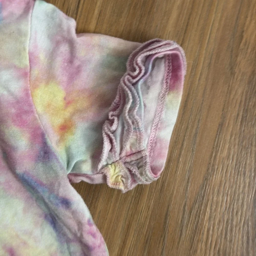 Posh Peanut Baby Girls 6/12 Months Tie Dye Ruffle Pajamas Shorts Top 2pc